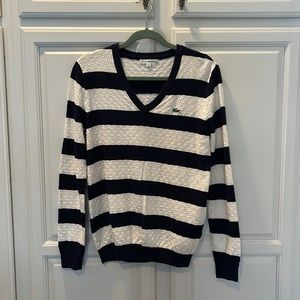 Lacoste striped sweater navy and white waffle weave